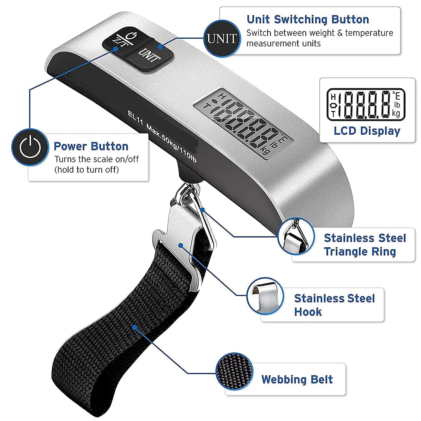 Digital Handheld Luggage Scale (Upto 50kg)